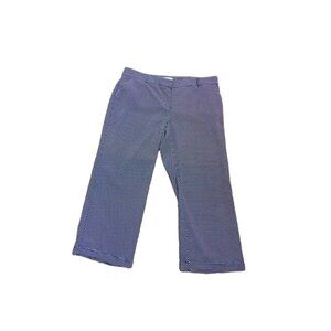 Macy's Charter Club Size 16 Navy Blue White Polka Dot Cuffed Dress Pants